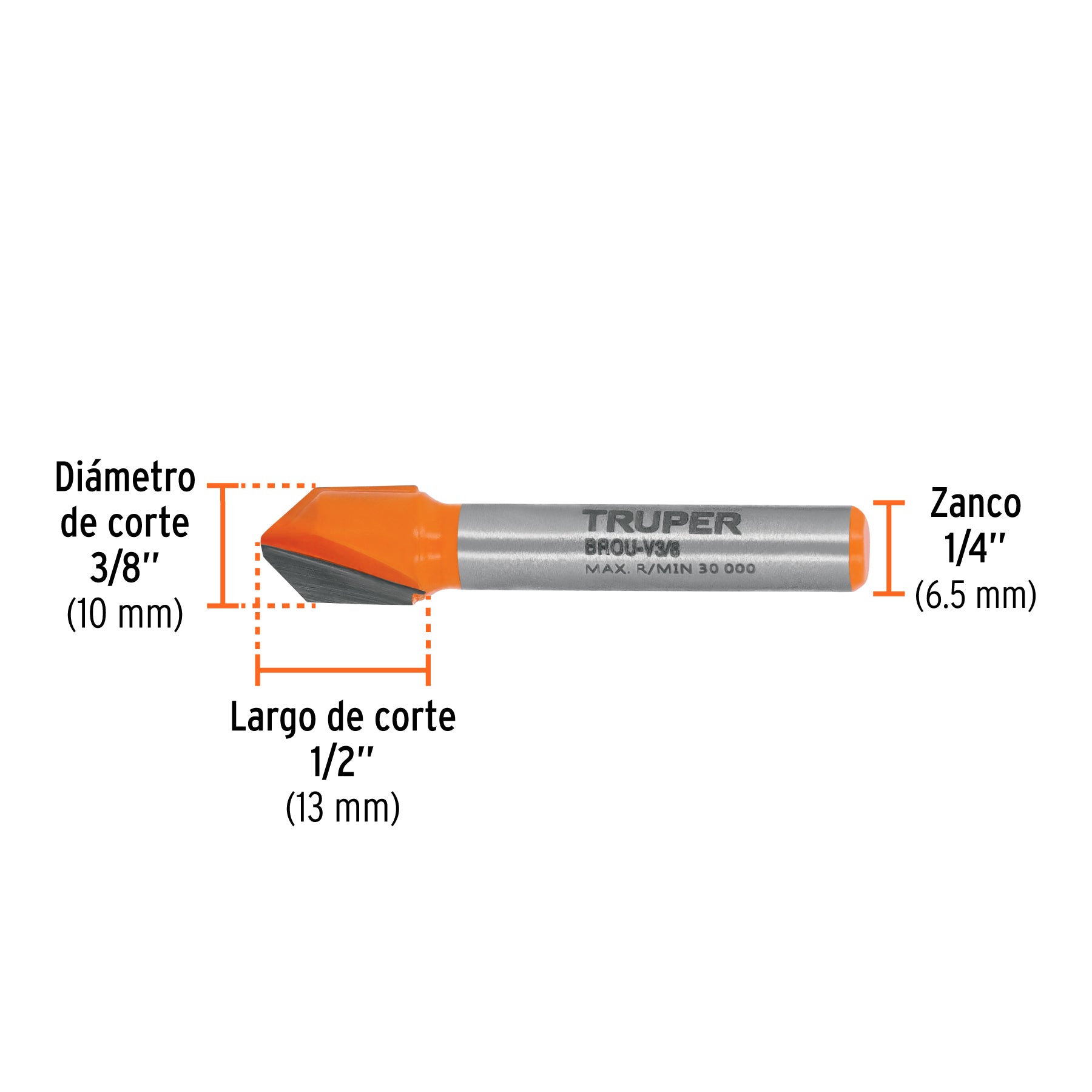 Broca para router corte en 'V' 3/8' - Truper – Ferrex Mayorista ...