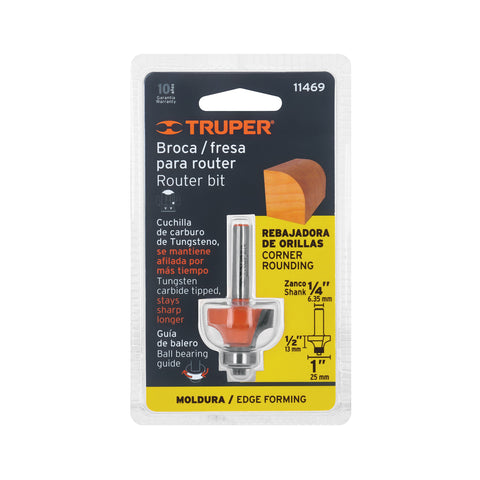 Broca para router, redondeado, 1' con balero, Truper | BROU-RD1X | 11469