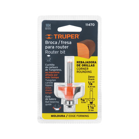 Broca para router, redondeado, 1-1/4' con balero, Truper | BROU-RD1-1/4X | 11470
