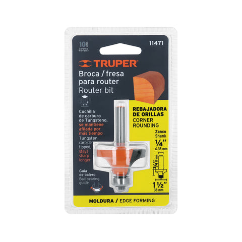 Broca para router, redondeado, 1-1/2' con balero, Truper | BROU-RD1-1/2X | 11471