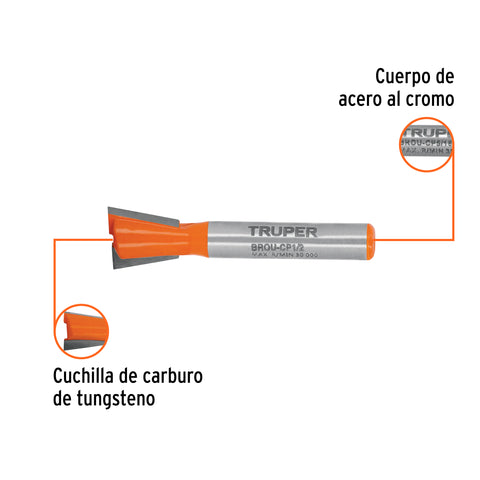 Broca para router, cola de pato, 1/2', Truper | BROU-CP1/2 | 11475