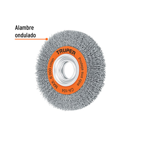 Carda alambre ondulado 6' x 3/4' para esmeril, Truper | CA-104 | 11520