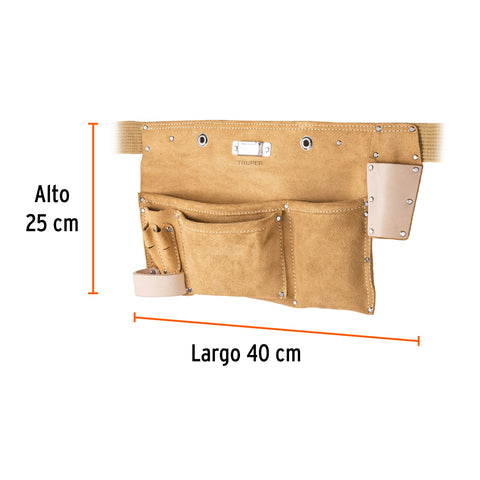 Porta herramientas de carnaza con 9 compartimentos, Truper | POHE-9C | 11534