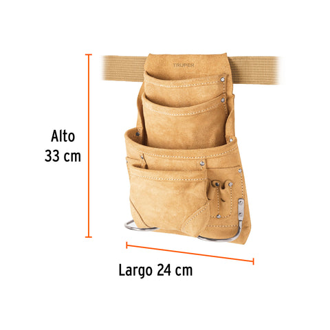 Porta herramientas de carnaza con 12 compartimentos, Truper | POHE-12C | 11536