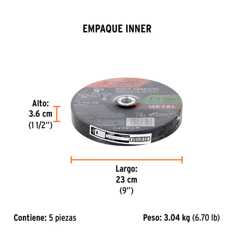 Disco Tipo 27 de 9' x 6.4 mm desbaste de metal, Expert | ABT-223 | 11547