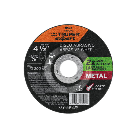 Disco Tipo 42 de 4-1/2' x 3.2 mm corte metal, Truper Expert | ABT-390 | 11549