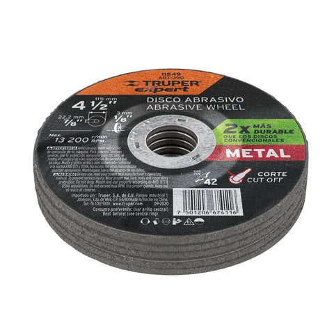 Disco Tipo 42 de 4-1/2' x 3.2 mm corte metal, Truper Expert | ABT-390 | 11549