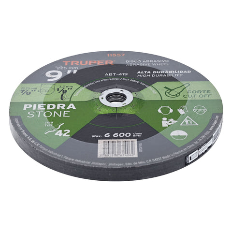 Disco Tipo 42 de 9' x 3.2 mm para corte de piedra, Truper | ABT-419 | 11557