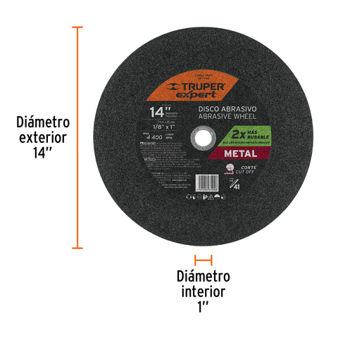 Disco Tipo 41 de 14' x 3.4 mm para corte de metal, EXPERT | ABT-742 | 11567