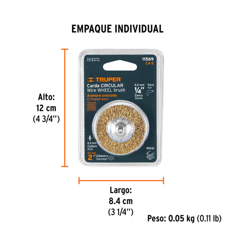 Carda circular 2' alambre grueso para taladro, Truper | CA-2 | 11569