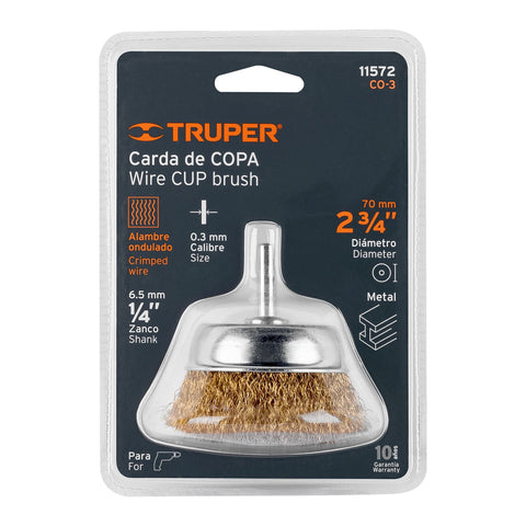Carda de copa 2-3/4' alambre grueso para taladro, Truper | CO-3 | 11572