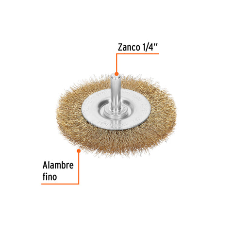 Carda circular 3' alambre fino para taladro, Truper | CA-3F | 11575