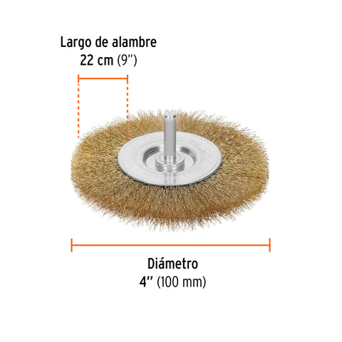 Carda circular 4' alambre fino para taladro, Truper | CA-4F | 11576