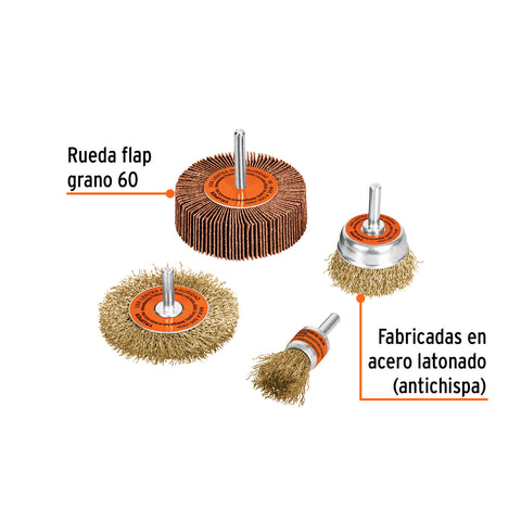 Juego de 4 cardas para taladro, Truper | JCA-4P | 11577