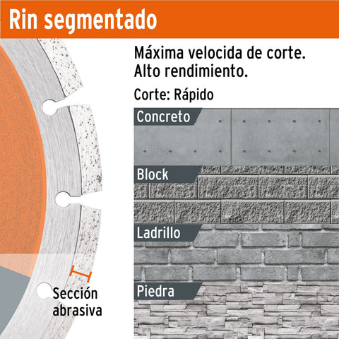 Disco de diamante de 7' x 2.5 mm, rin segmentado, TRUPER | DID-370 | 11580