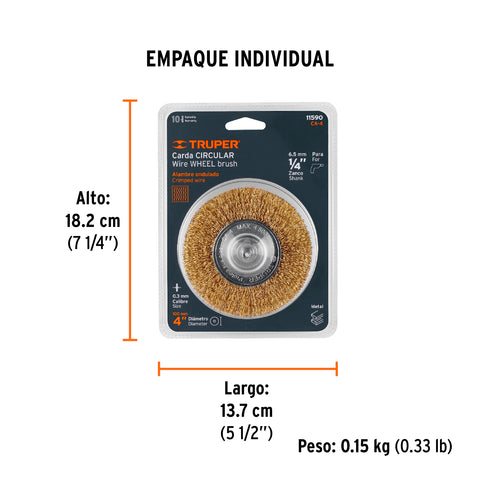 Carda circular 4' alambre grueso para taladro, Truper | CA-4 | 11590