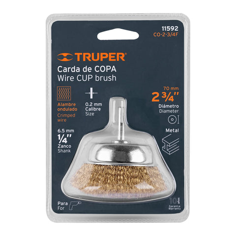 Carda de copa 2-3/4' alambre fino para taladro, Truper | CO-2-3/4F | 11592