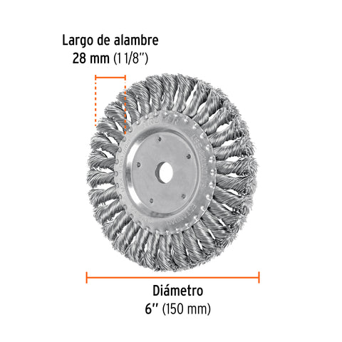 Carda trenzado grueso 6' x 5/8' para esmeril, Truper | CATR-6G | 11599