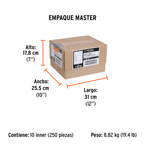 Lija para madera papel cabinet, grano 80, Truper | LIMA-80 | 11610