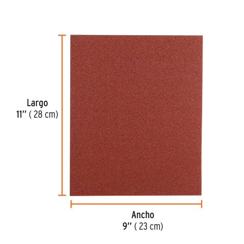 Lija de esmeril roja grano 80 de óxido de aluminio, Truper | LIMER-80 | 11642