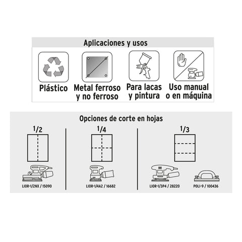 Lija de esmeril roja grano 120 de óxido de aluminio, Truper | LIMER-120 | 11643