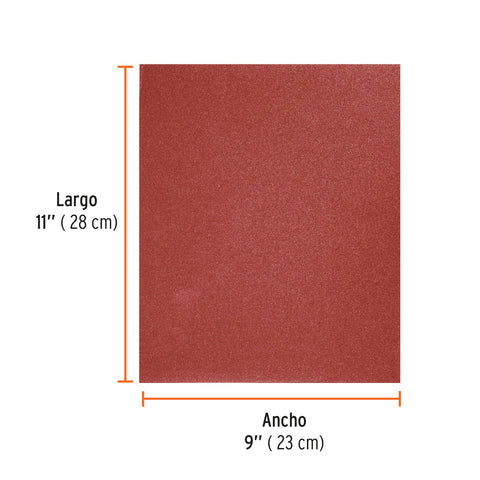 Lija de esmeril roja grano 100 de óxido de aluminio, Truper | LIMER-100 | 11645