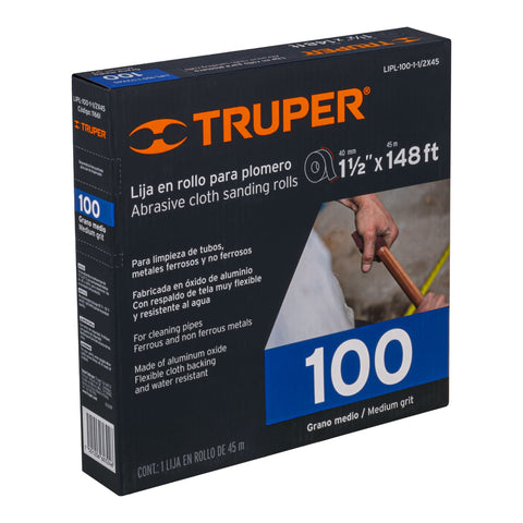 Rollo de 45 m de lija para plomero grano 100 ancho 1-1/2' | LIPL-100-1-1/2X45 | 11661