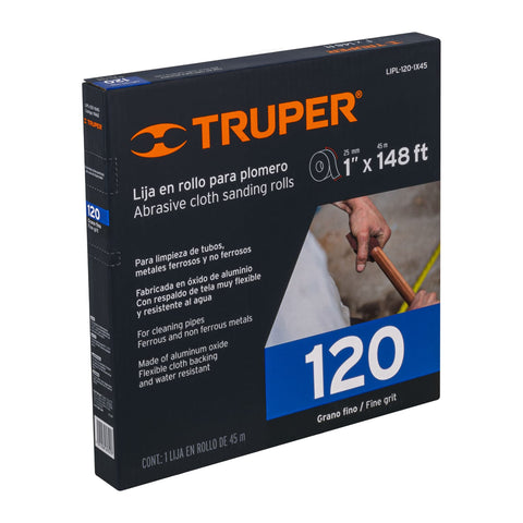 Rollo de 45 m de lija para plomero grano 120 ancho 1' | LIPL-120-1X45 | 11662
