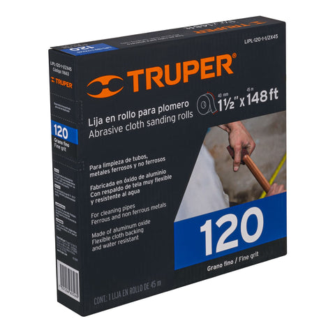 Rollo de 45 m de lija para plomero grano 120 ancho 1-1/2' | LIPL-120-1-1/2X45 | 11663