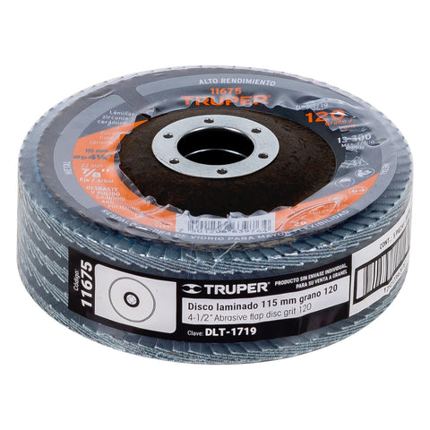 Disco laminado 4-1/2', grano 120 centro 7/8', fibra, TRUPER | DLT-1719 | 11675