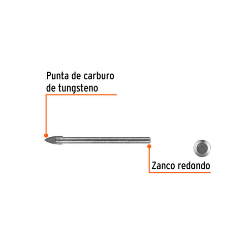 Broca para vidrio y azulejo de 3/16', Truper | BVI-3/16 | 11701