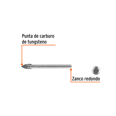 Broca para vidrio y azulejo de 1/4', Truper | BVI-1/4 | 11702