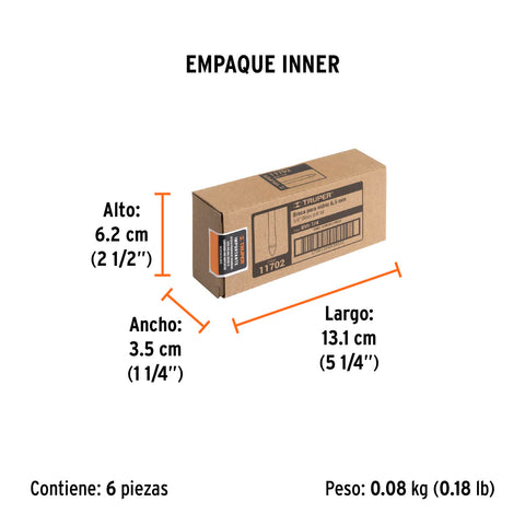 Broca para vidrio y azulejo de 1/4', Truper | BVI-1/4 | 11702