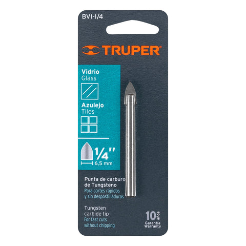 Broca para vidrio y azulejo de 1/4', Truper | BVI-1/4 | 11702