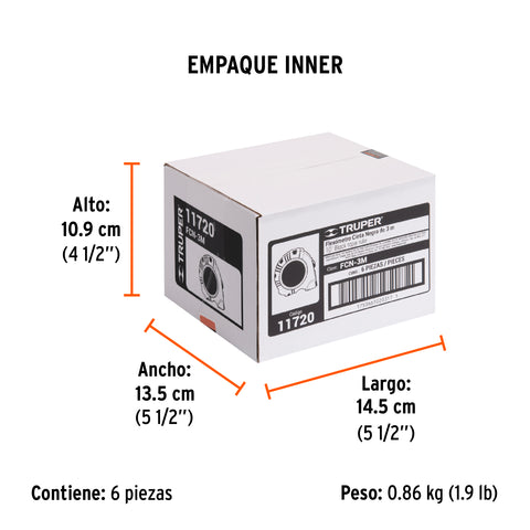Flexómetro contra impactos 3 m, Cinta Negra 13 mm, Truper | FCN-3M | 11720