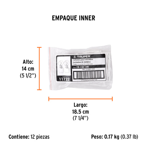 Bolsa con 2 carbones de repuesto para CM-14N, TRUPER | CB-CM-14N | 11722