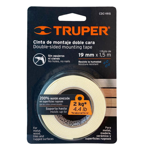 Cinta doble cara de 19 mm x 1.5 m, Truper | CDC-1915 | 11724