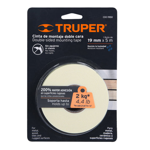 Cinta doble cara de 19 mm x 5 m, Truper | CDC-1950 | 11725