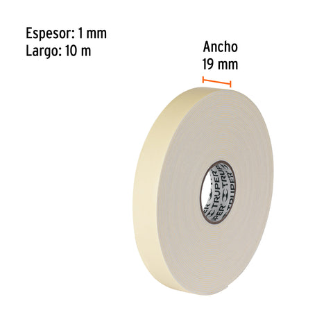 Cinta doble cara de 19 mm x 10 m, Truper | CDC-19100 | 11726