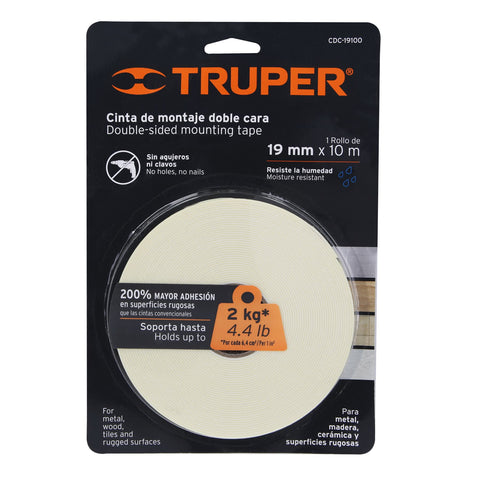 Cinta doble cara de 19 mm x 10 m, Truper | CDC-19100 | 11726
