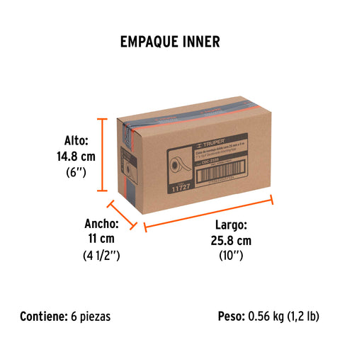 Cinta doble cara de 25 mm x 5 m, Truper | CDC-2550 | 11727