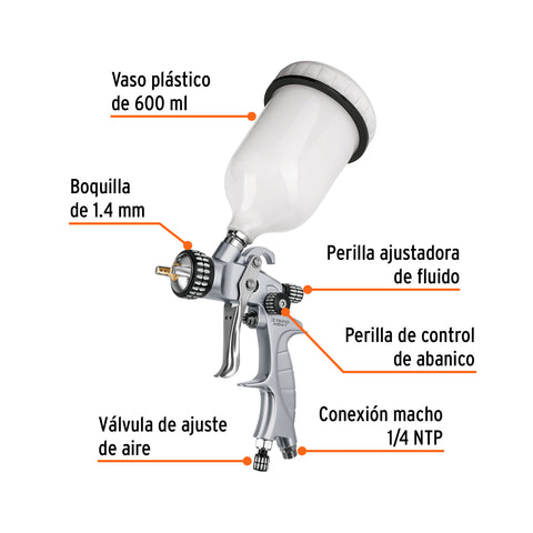 Pistola para pintar LVMP vaso plástico, 1.4 mm, EXPERT | PIPI-420X | 11749