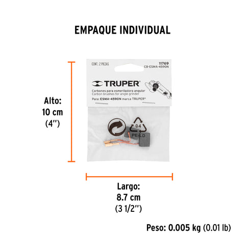 Bolsa con 2 carbones de repuesto para ESMA-4510N, TRUPER | CB-ESMA-4590N | 11769