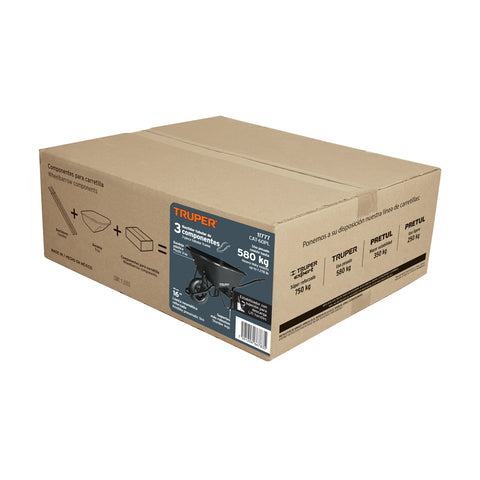 Carretilla concha plástica 6 ft3 Neumática, bastidor tubular | CAT-60PL | 11777