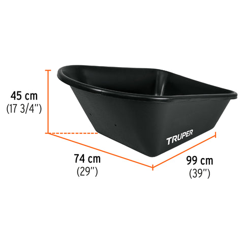 Carretilla concha plástica 6 ft3 Neumática, bastidor tubular | CAT-60PL | 11777