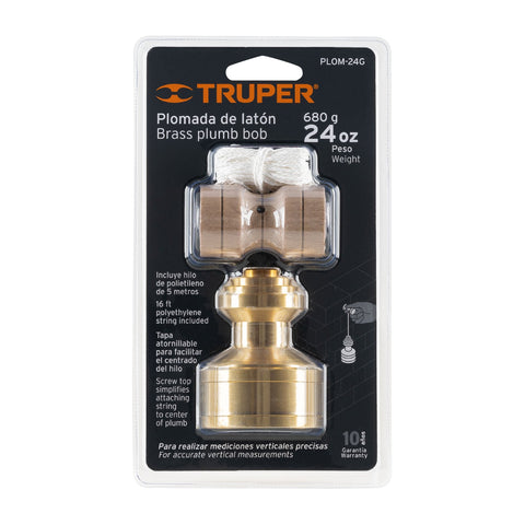 Plomada de latón 24 oz tipo Guatemala, Truper | PLOM-24G | 11823