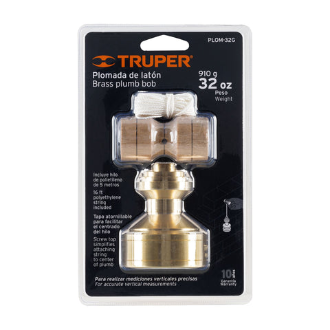Plomada de latón 32 oz tipo Guatemala, Truper | PLOM-32G | 11824