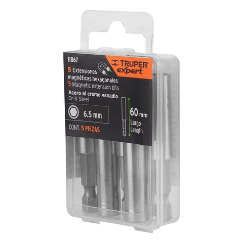 Estuche con 5 extensiones de 60 mm, magnéticas, EXPERT | PUDE-9060 | 11867