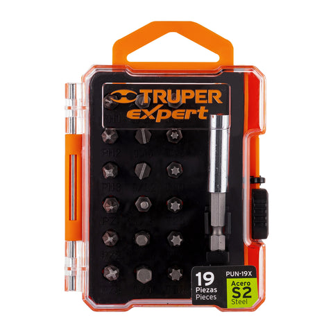 Juego de 19 puntas mixtas largo 1' estuche plástico, Expert | PUN-19X | 11885