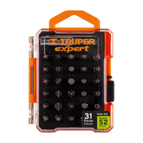 Juego de 31 puntas mixtas largo 1' estuche plástico, Expert | PUN-31X | 11887